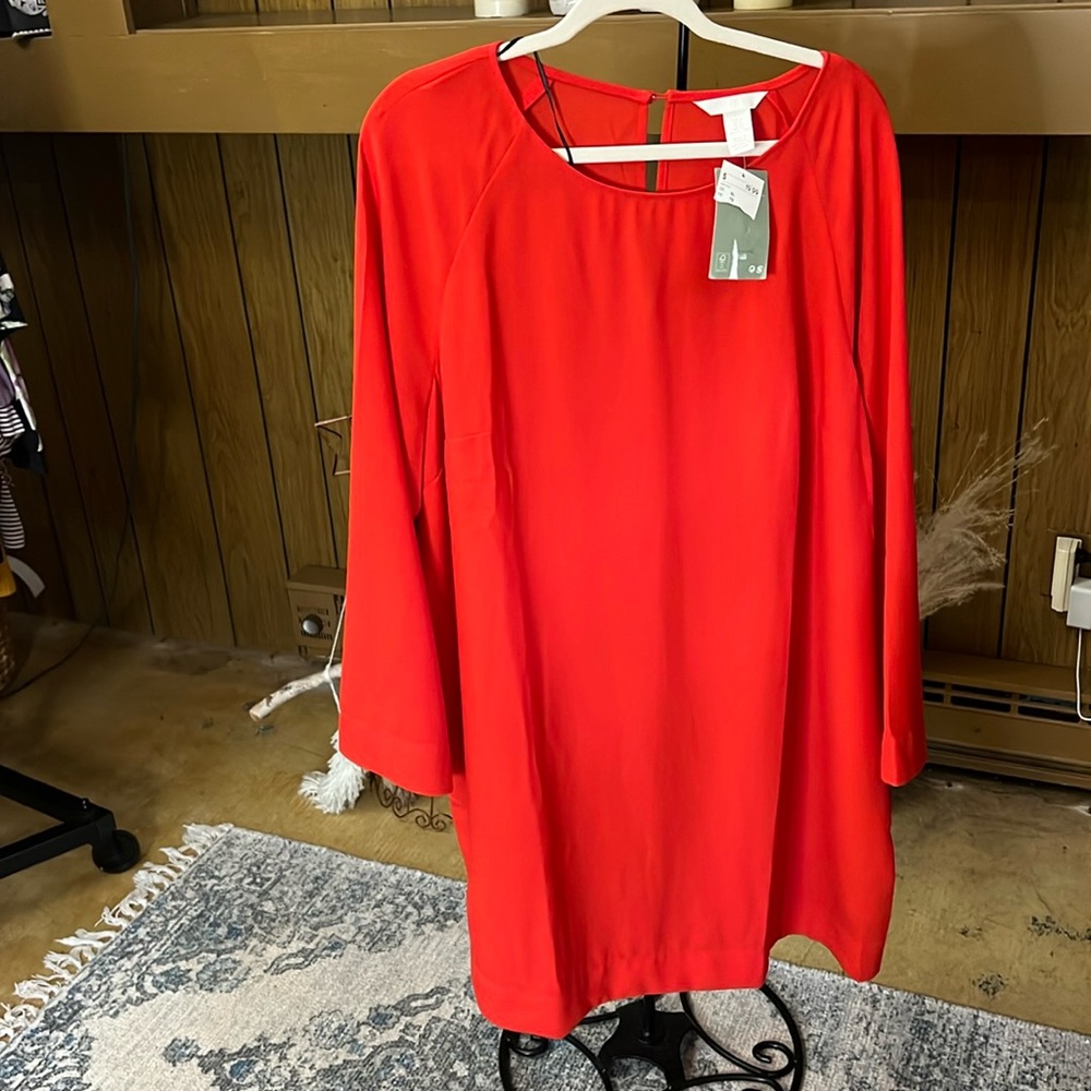 NWT RED H&M Dress long sleeve shift